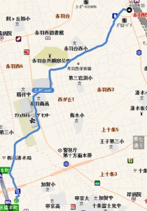 赤羽までの経路